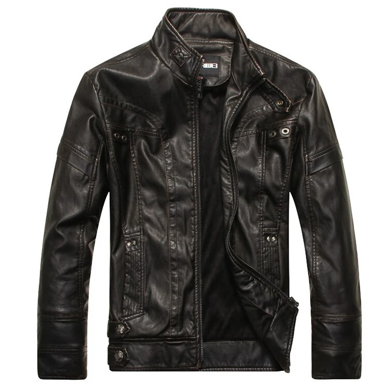 Бренд 2018 Новое поступление мотоциклетные кожаная куртка Для мужчин весна и осень