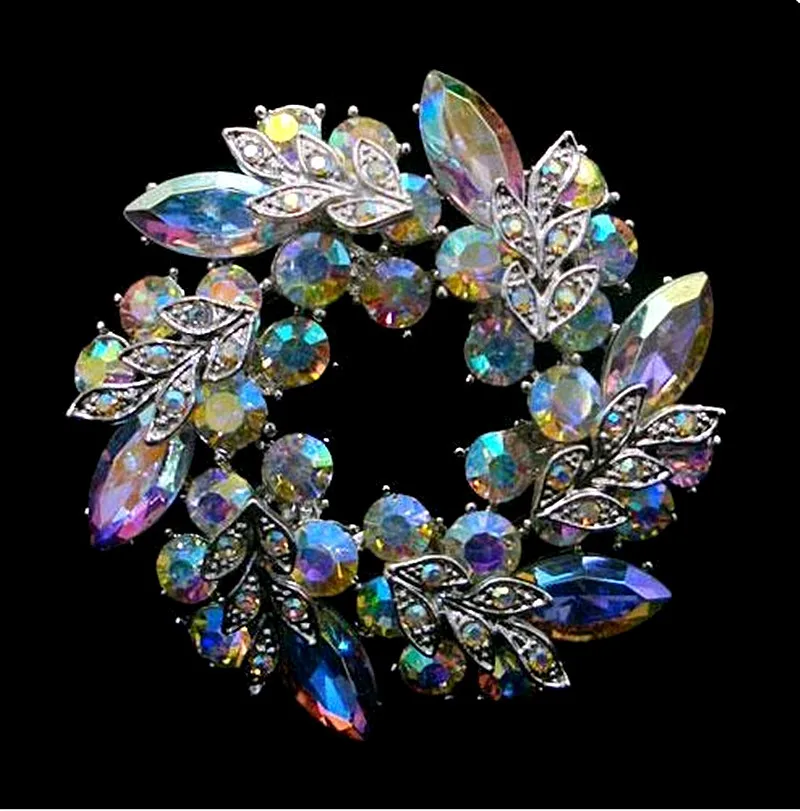 

Fashion Unique Style Clear AB Color Rhinestone Crystal Wreath Brooch