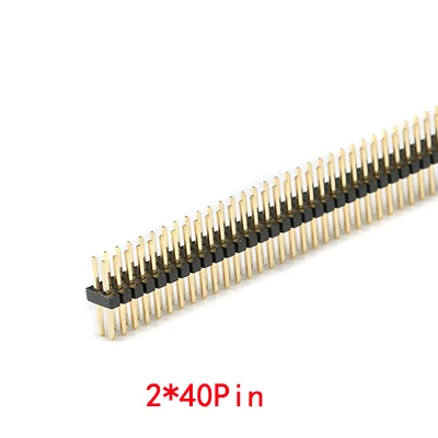 Double Row Pin 10 шт./лот 1,27 мм 1*40 2*40 Pin штыревой разъем типа «папа» шаг мужской одиночный/двухрядный контактный разъем полосы позолоченный медный разъем - Цвет: Double Row Pin