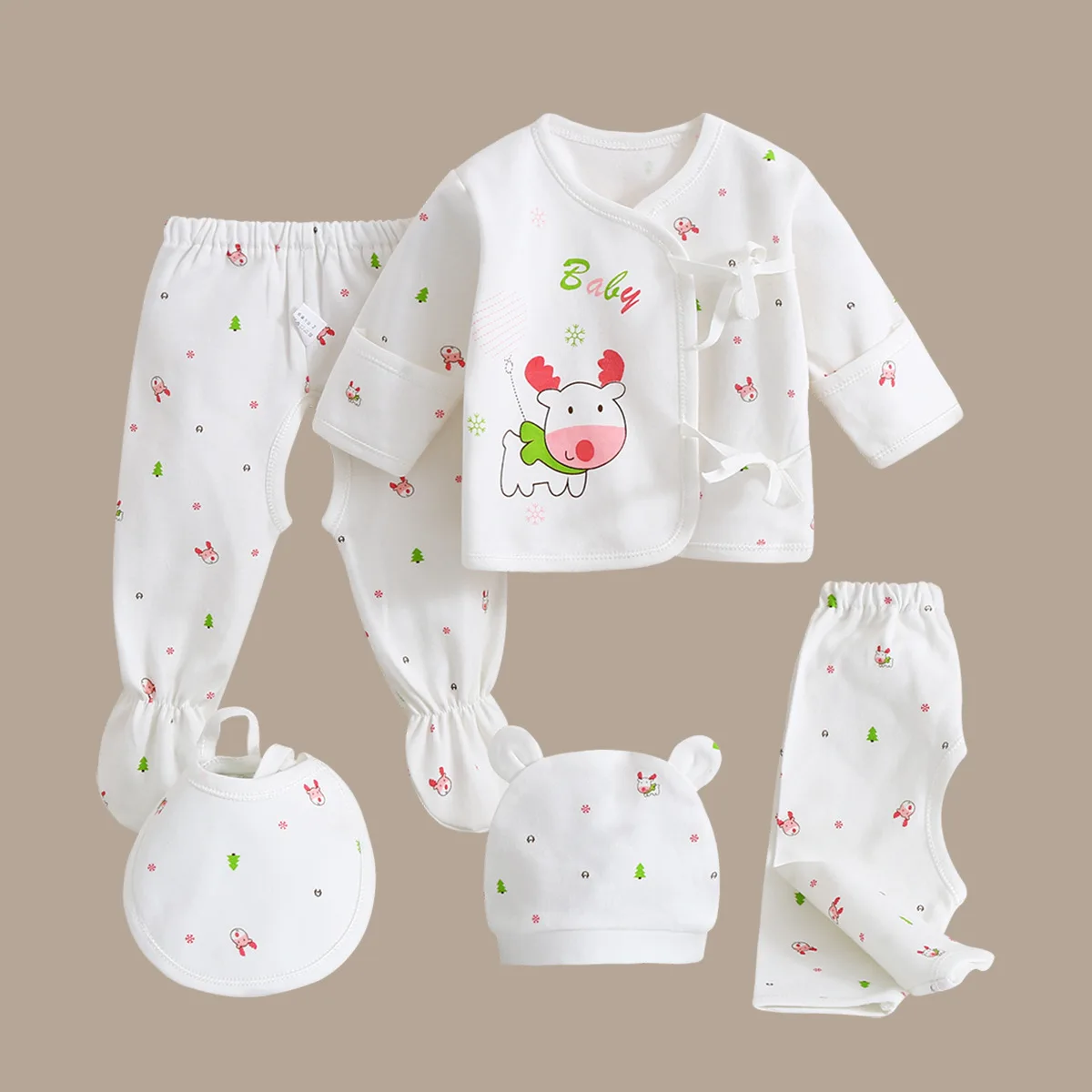 Одежда для новорожденных хлопковое осеннее нижнее белье костюм из пяти