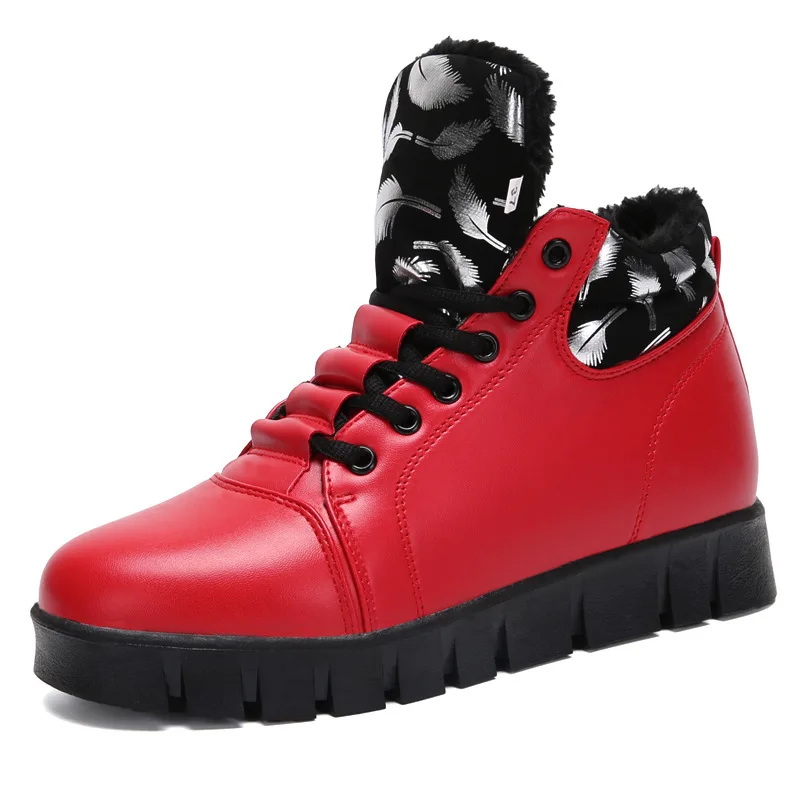 Black Patent Leather Ankle Boots For Women Lace Up Platform Winter Warm Plush Street Style Shoes | Обувь