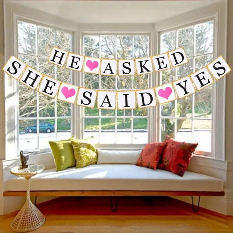 Он попросил она сказала да буквы Романтический овсянка баннер для загородный