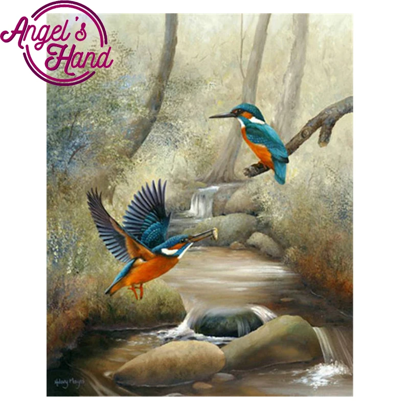 3D Алмазная вышивка сделай сам пейзаж мозаика картина Kingfisher круглая Стразы