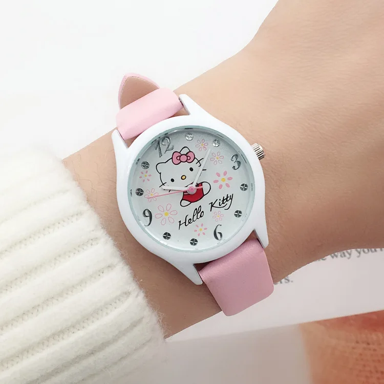 Милые детские Мультяшные часы Hello Kitty для девочек наручные часы для учеников платье для маленькой подружки модные водонепроницаемые часы кварцевые электронные часы