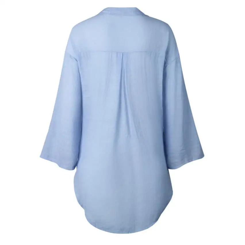 Women's autumn white shirts summer plus size Loose Button Long Shirt Cotton Ladies Tops T-Shirt tops vestidos verano lady Tee #W | Женская