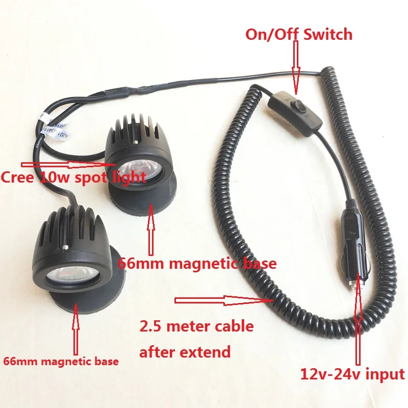 Светодиодный внедорожный головной светильник 2x10 Вт дальний стрелять магнит СИД