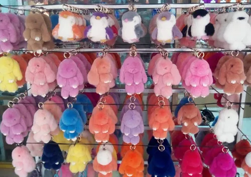 Cute Rabbit Style Keychains Fashion Rex Fur Pendents Real Handnag/Wallets Key Rings Height 18cm AU00845 |