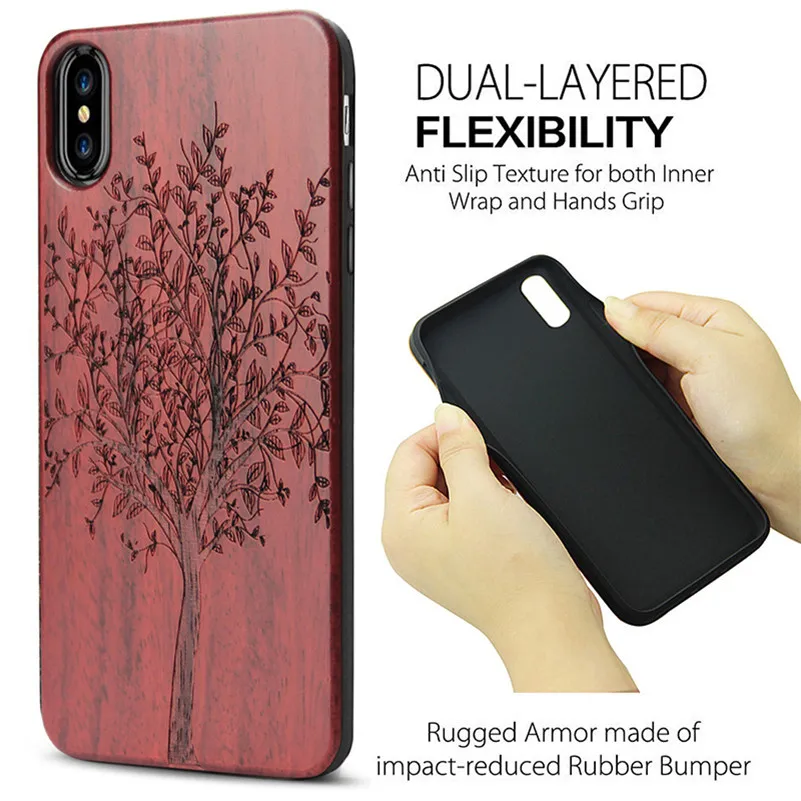 Для iPhone 7 8 Plus Xs чехол Дерево с уникальным натуральным деревом противоударный