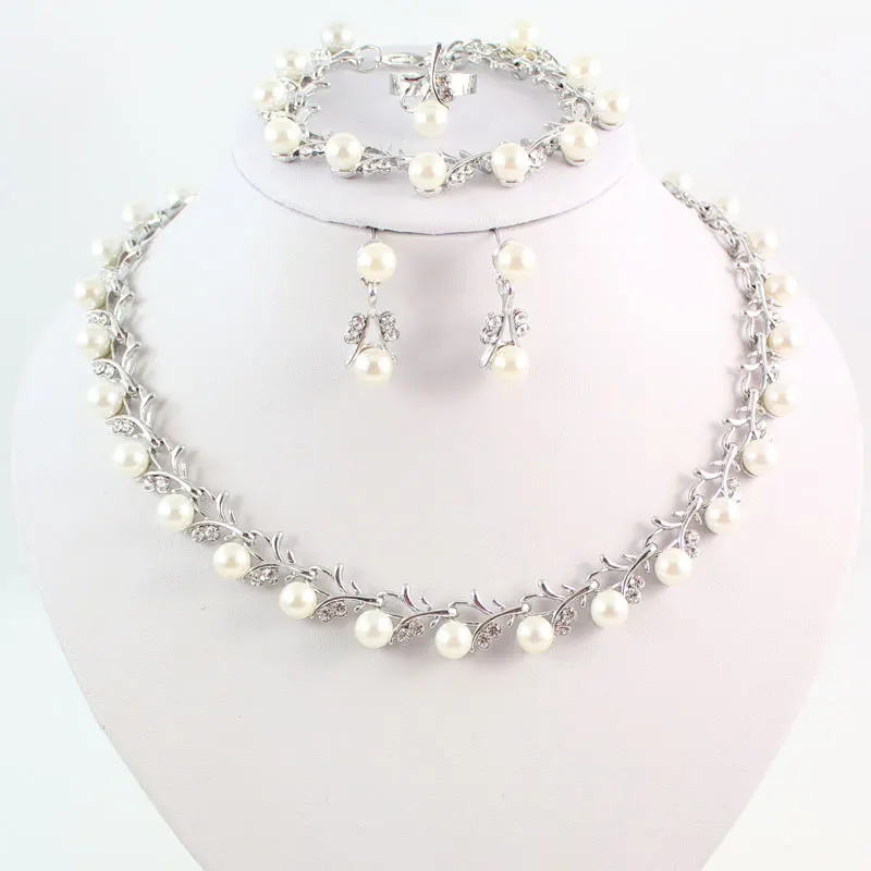 Женские свадебные аксессуары хрустальное ожерелье серьги посеребренные