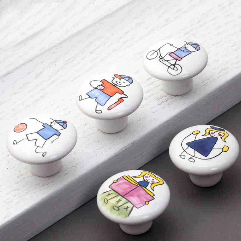 1 шт. диаметр 38 мм Мультяшные керамические дверные ручки выдвижной ящик ручка