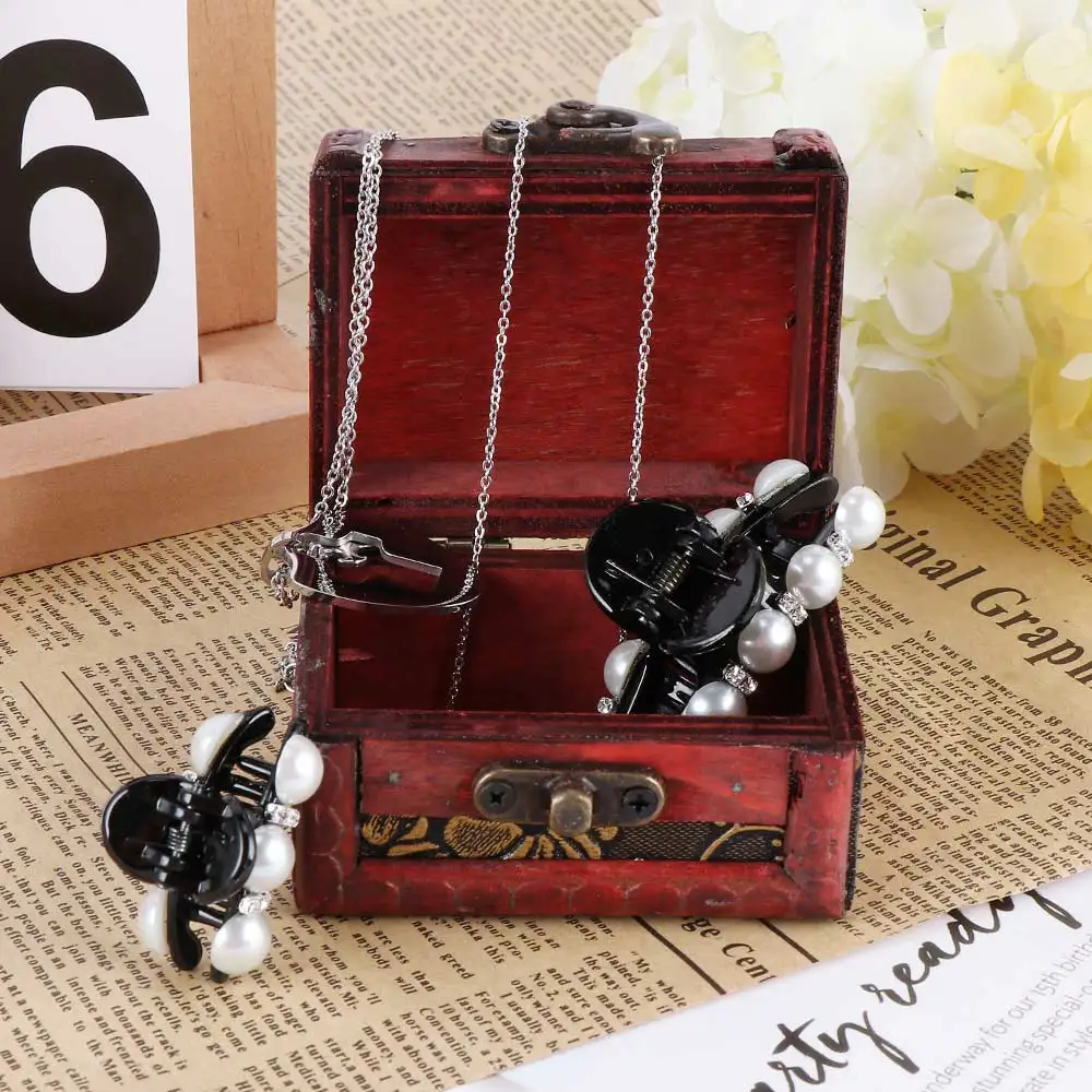 Ретро коробка для хранения ювелирных изделий жемчужное ожерелье браслет кольцо