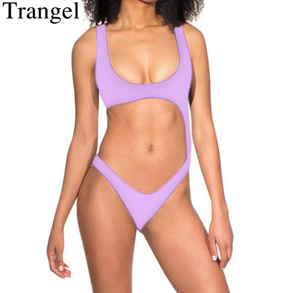 Trangel сексуальный цельный купальник с вырезами однотонный купальный костюм