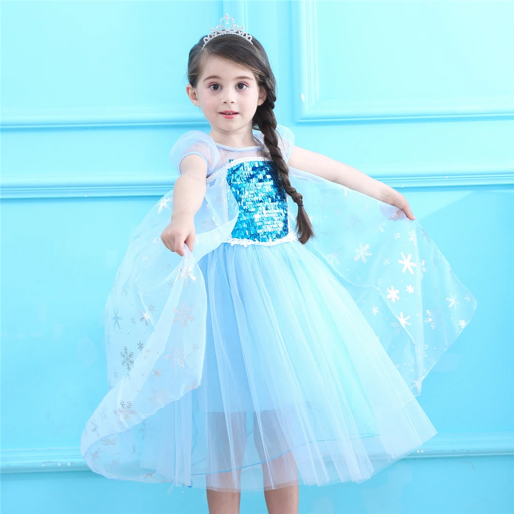Princess Elsa Dress for Young Girls Children's New Year Party Carnival Snow Queen Costume Cinderella Up Kids | Детская одежда и