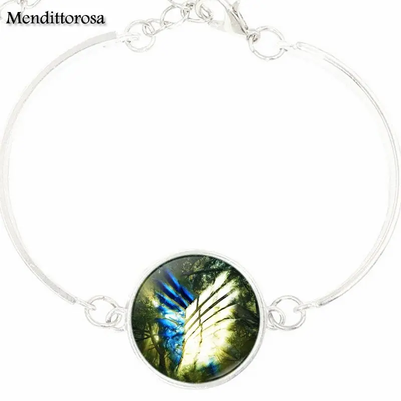 For Women Party Gift Fashion Silver Plated Jewelry Glass Cabochon Bracelet Bangle Attack on Titan Levi Ackerman | Украшения и