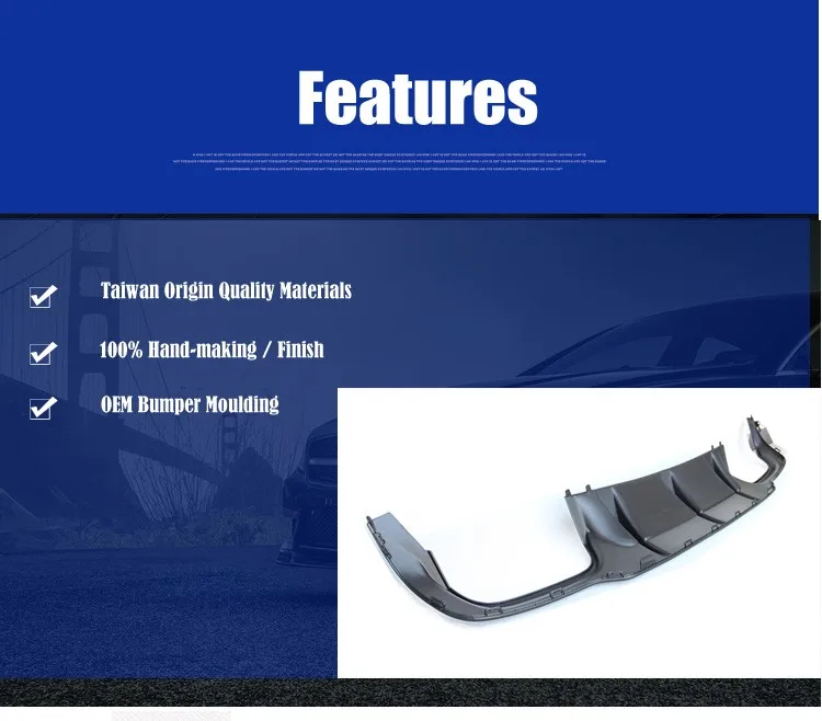 for Mercedes W204 C63 plastic PP rear bumper diffuser for 2012- benz C180 C200 C280 C300