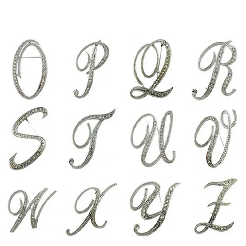 Модные ювелирные изделия Женская Брошь значок Посеребренная с буквами для