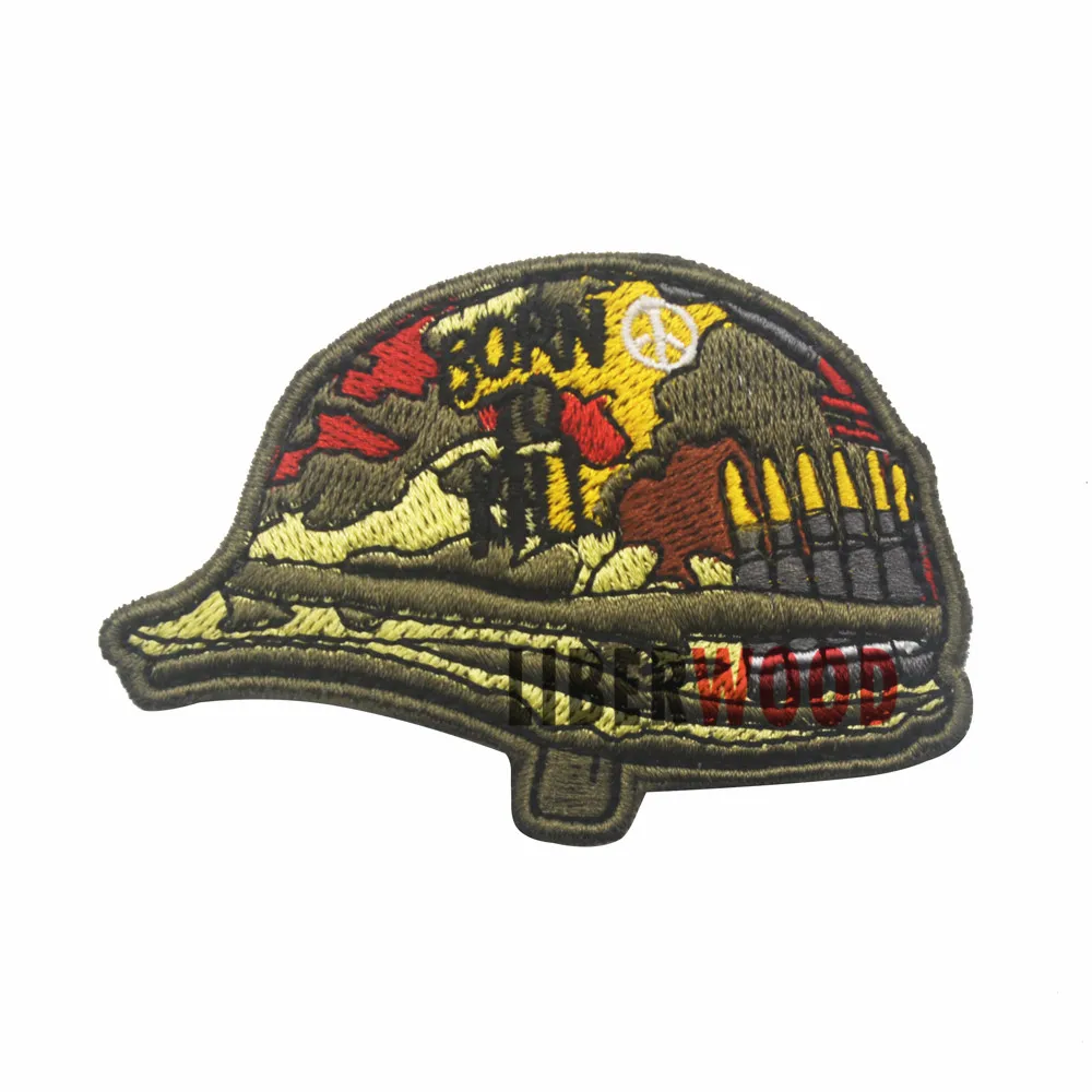 Знак мира Born to Kill шлем Patch Вьетнам полностью Металлическая куртка морской пехоты США Боевая война эмблема значки тактические вышитые нашивки