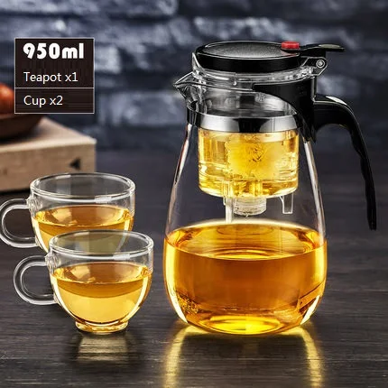 Teapot with 2 cups Высокоборное кислотное стекло чайник чайный набор кунг-фу Gaiwan Tureen один клавишный Пресс автоматический рефлеш ожога Teaware хорошие подарки - Цвет: Teapot with 2 cups