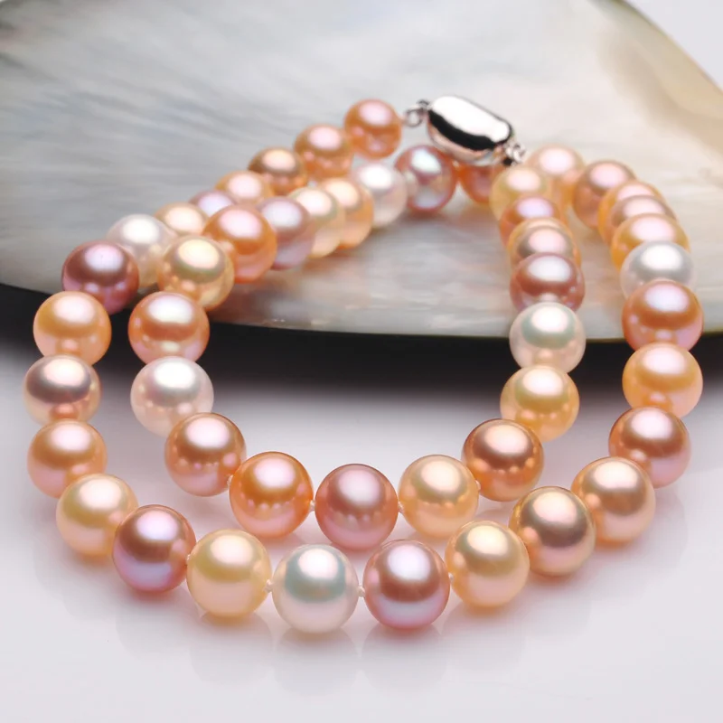 Женская цепочка с круглым пресноводным жемчугом 8-9 мм | Украшения и аксессуары