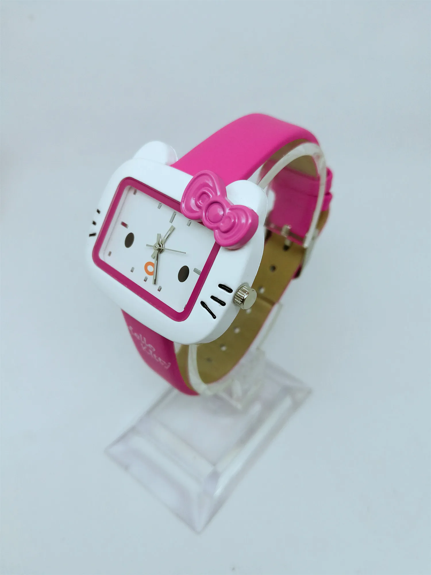 Милые модные женские часы KT cat, детские часы с рисунком hello kitty, кварцевые часы с кожаным ремешком для девочек