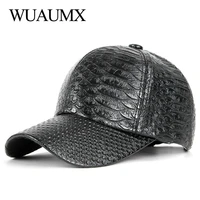 wuaumx new pu leather baseball cap for men women spring summer faux leather hip hop snapback cap silver fitted hats casquette