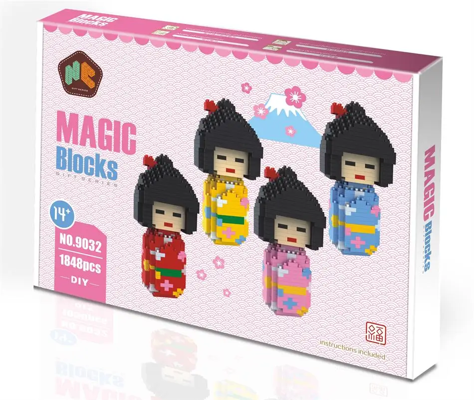 HC маленькие блоки в японском стиле Kokeshi Кукла строительные игрушки подарки ко дню