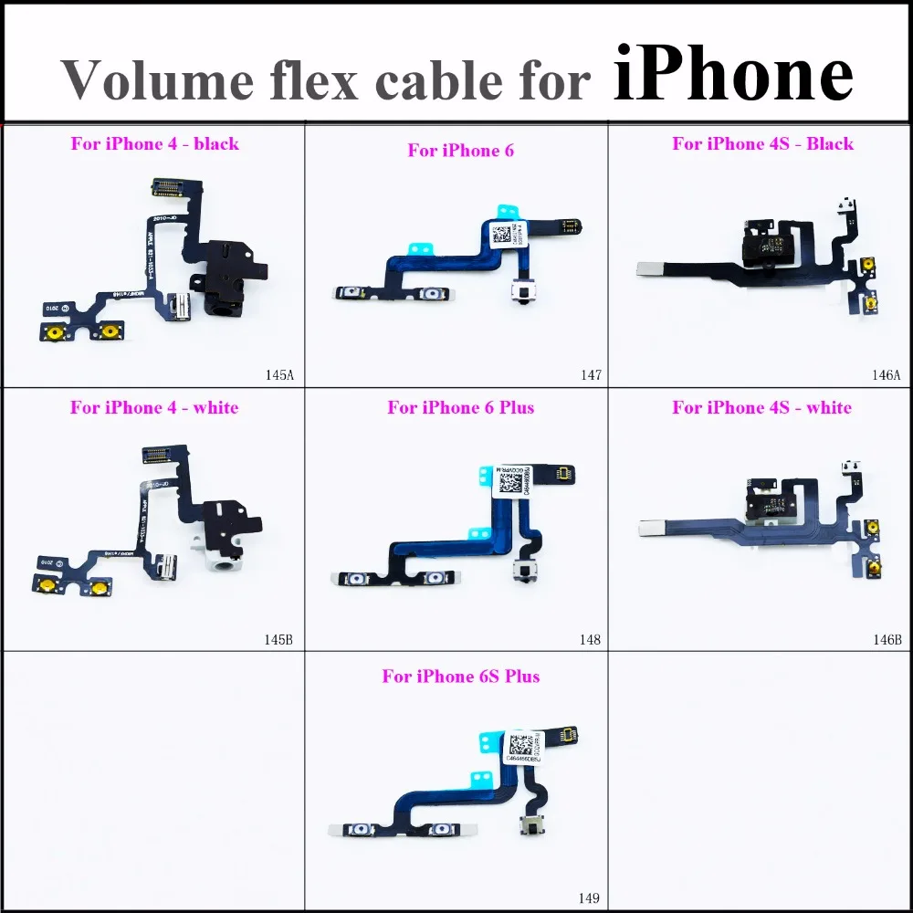 

For iPhone 4/4S black/white for iPhone 6/6Plus 6S Plus Volume Control Button Mute Lock Switch Ribbon Cable Flex Connector Repair