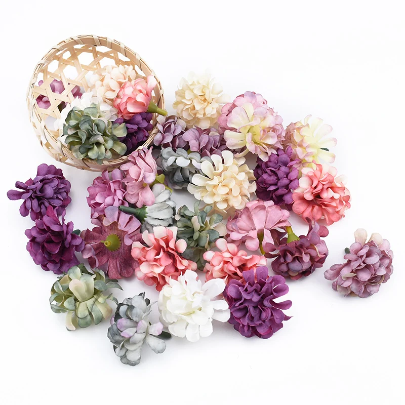 

10Pcs Silk Carnation Head Home Decor Accessories Crafts Diy Gifts Candy Box Scrapbooking Decorative Wreaths Artificial Flowers