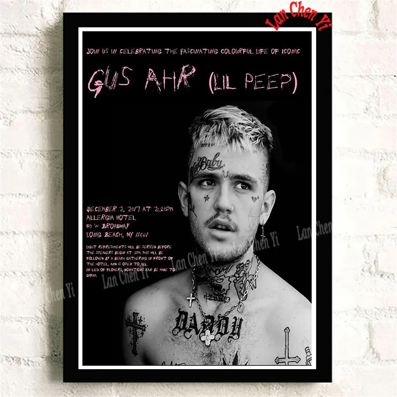 Темно-серый Lil Peep бумага с покрытием плакат для кафе высокое качество печати рисунок ядро декоративная живопись 42*30 см - Цвет: Темно-серый