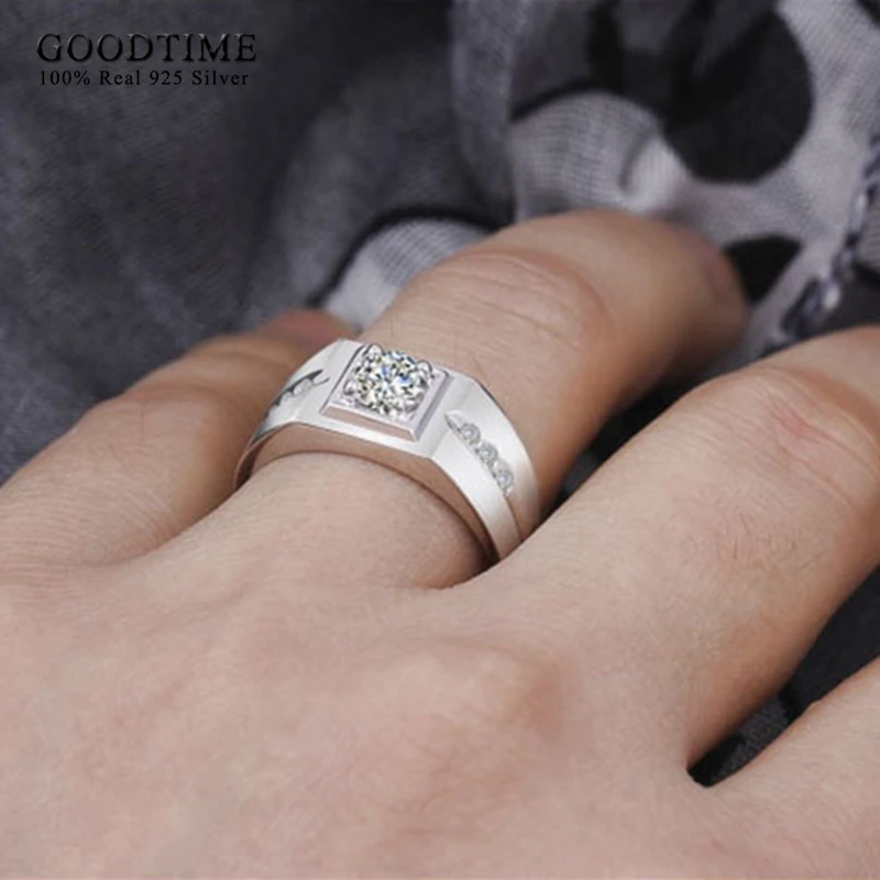 Роскошные 925 пробы Серебряные кольца для Для мужчин ювелирные изделия циркония