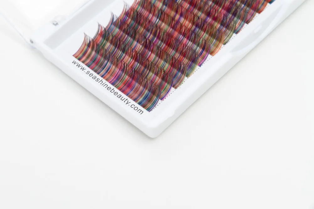 

1 Trays Seashine C Curl Mix Color Soft Individual Eyelashes Wholesale price rainbow color Eyelashes Extension For Free Shipping