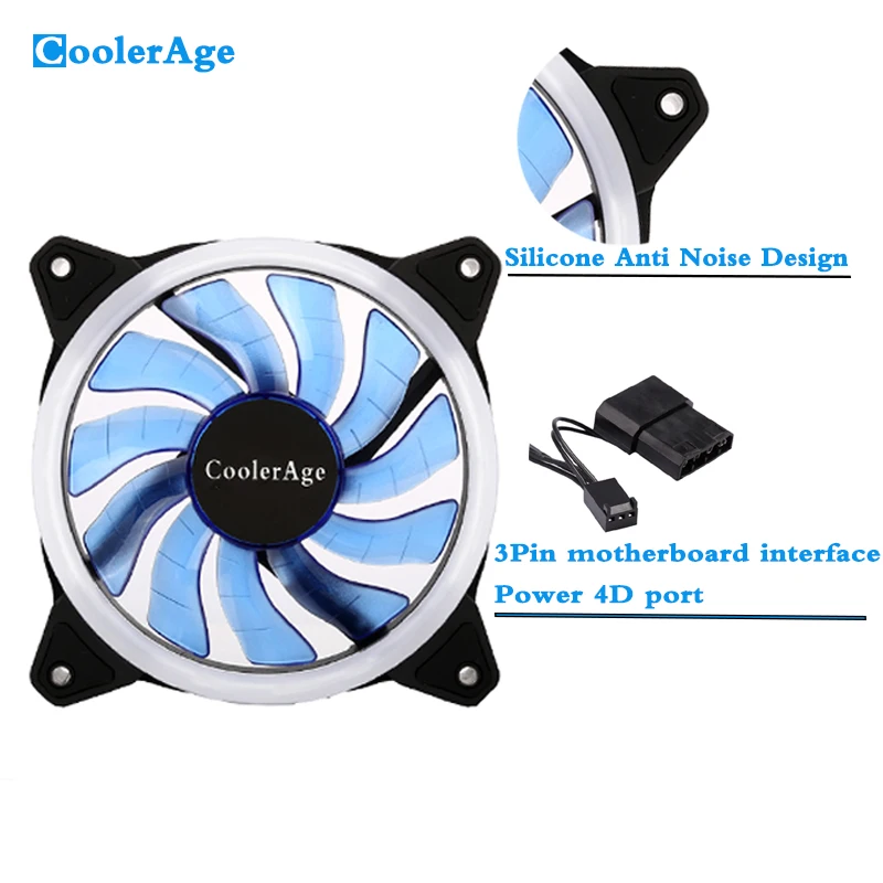 Светодиодный кулер CoolerAge 120 мм 3-контактный вентилятор для компьютера чехол