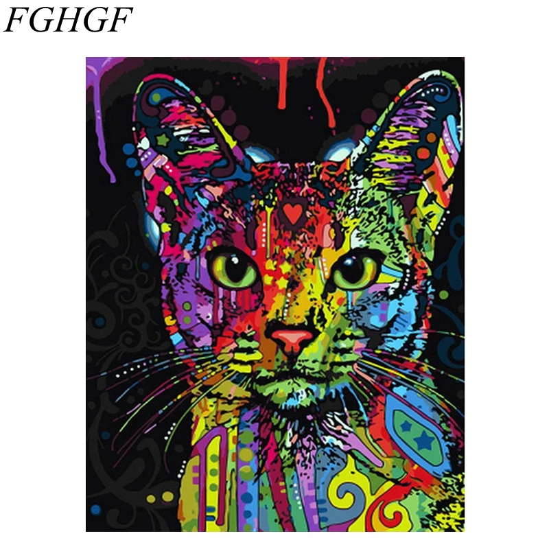 

FGHGF Безрамные Картины DIY, живопись по номерам леопардовых животных, картина маслом на холсте, домашнее украшение, настенная живопись