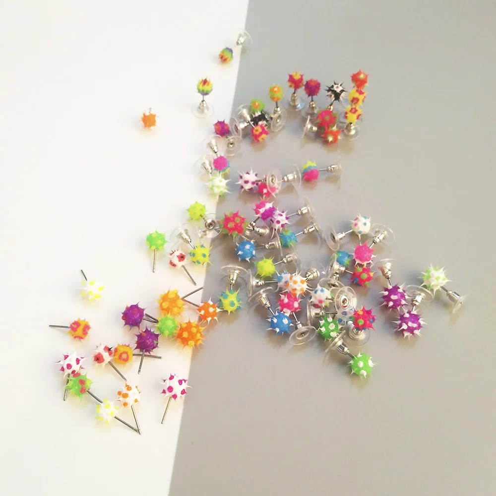 32 узора в японском и корейском стиле цветные силиконовые серьги гвоздики для