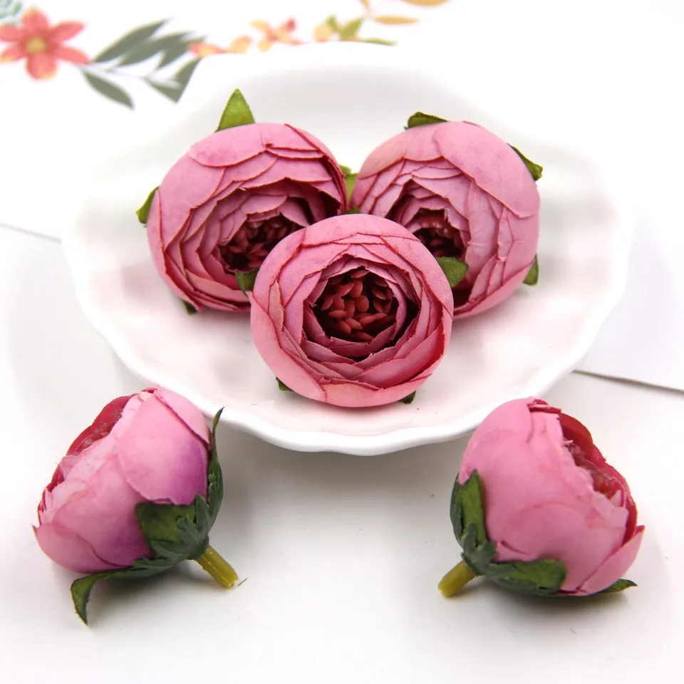 Pink Purple 10 шт., искусственные цветы, шелковая Цветочная головка, искусственный цветок, свадебное украшение, венки, свадебное украшение автомобиля, весеннее украшение - Цвет: Pink Purple