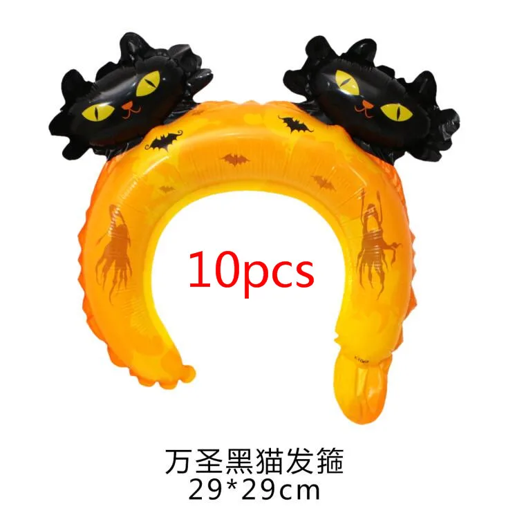 10pcs headband 6 1 комплект черный пиратский корабль в форме алюминиевой фольги Череп скрещенные кости латексные воздушные шары аксессуары для празднования Хеллоуина игрушки-украшения - Цвет: 10pcs headband 6