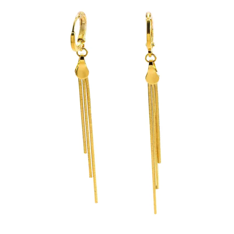MxGxFam 3 line Drop Tassel Earrings for Fashion Women 24 k Pure Gold Color NO stone good Quality Jewelry | Украшения и аксессуары