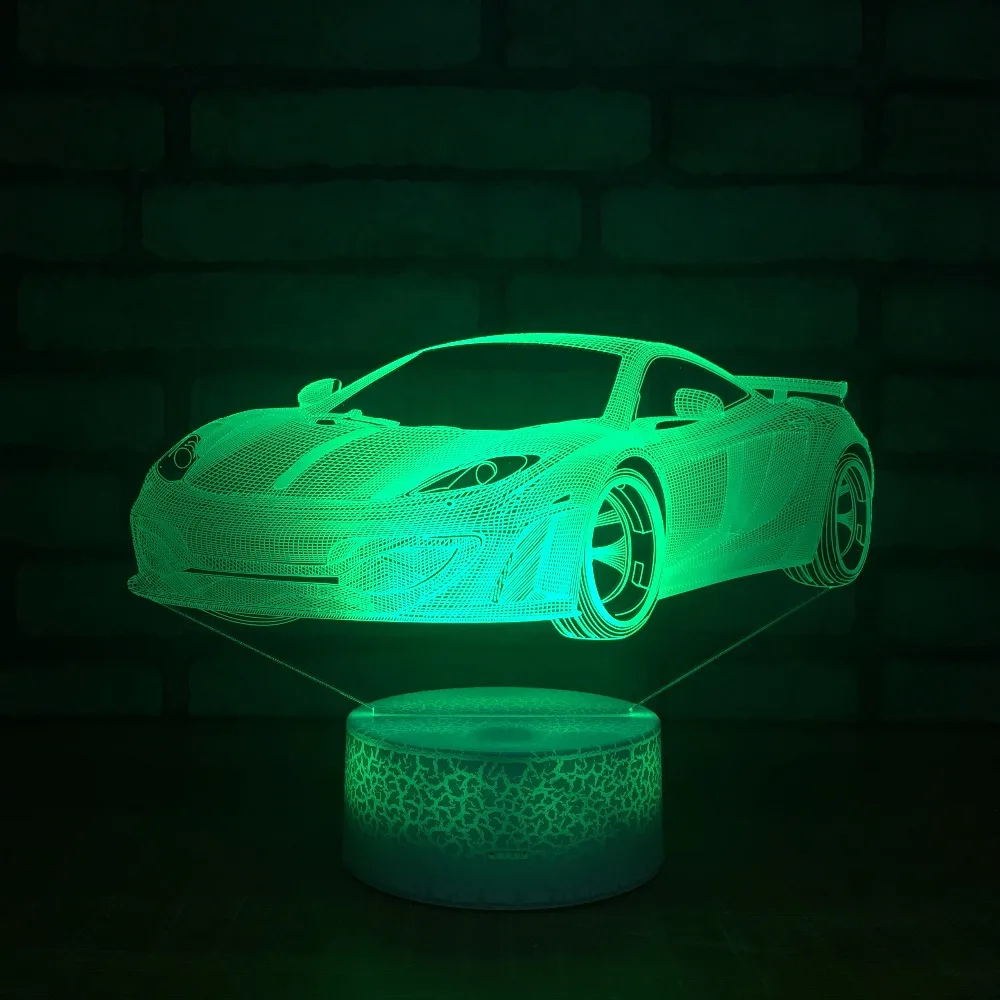 Новинка 7 цветов сменный спортивный автомобиль 3D ночные светильники Сенсорное