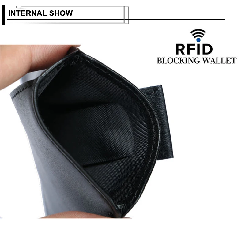 Мужской тонкий кошелек из натуральной кожи, держатель для карт, RFID Блокировка, органайзер для карт, кошелек