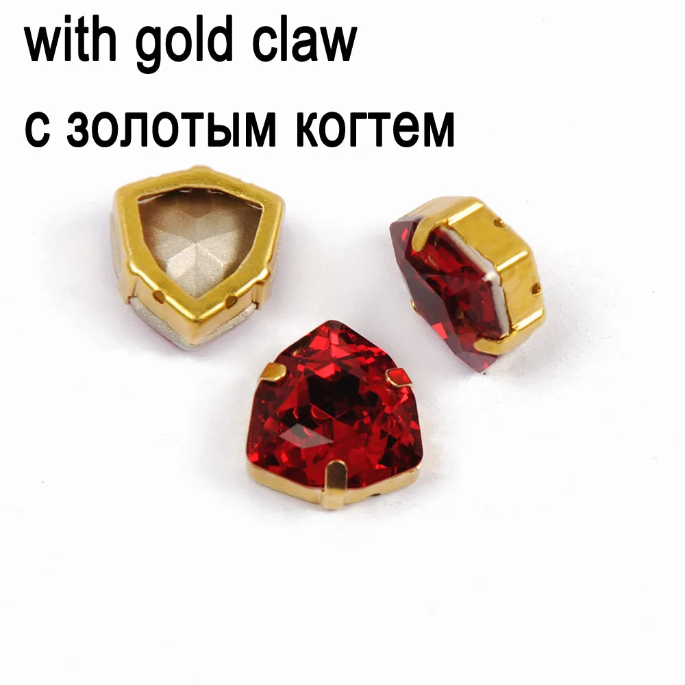 crystal with gold Siam красный жир Trilliant форма Кристалл Высокое качество причудливый страз камни стекло Кристалл пришить Стразы diy аксессуары для одежды - Цвет: crystal with gold