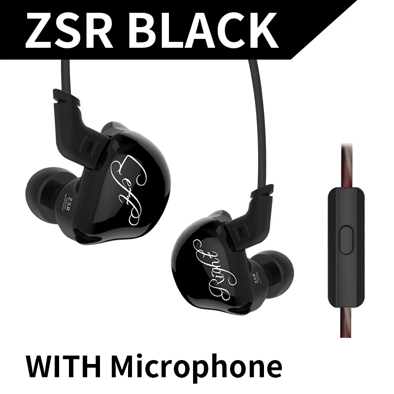 ZSR Black Mic KZ ZSR шесть водителей в ухо наушник арматура и динамический Гибридный BA+ DD HIFI бас с замененным кабелем шумоподавления наушники - Цвет: ZSR Black Mic