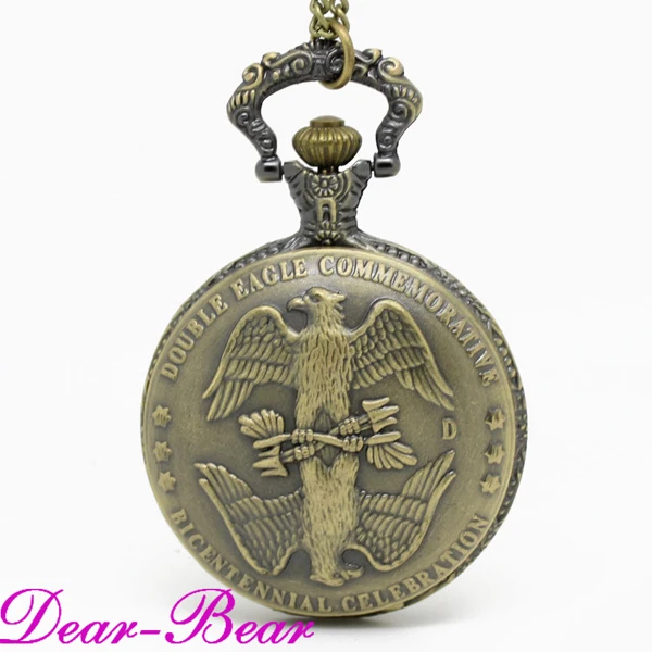 (1029) двойной Орел памятный двухлетний праздник карманные часы ожерелье 12 шт./лот