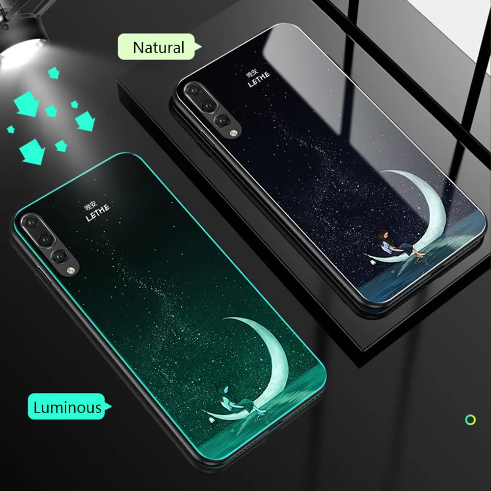 Luminous Phone Cover For Huawei Honor Play 7X 8 8X Max 9 10 Lite P20 P30 Mate 20 Pro P10 Nova 3 Tempered Glass Cases | Мобильные