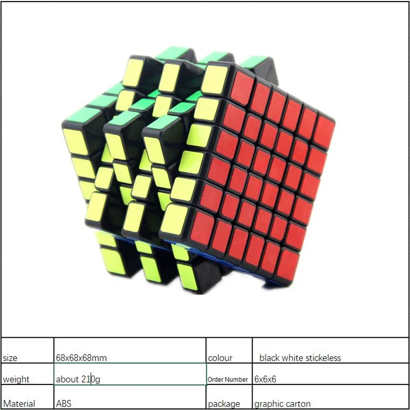 MoYu поступление Cubing классных 6 слоев MF6 6x6x6 куб черный/Stickerless MF Головоломка Куб