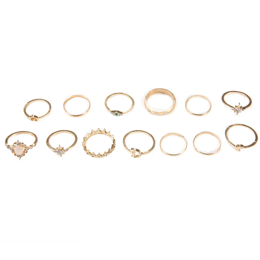 13 шт./компл. модные богемные кольца с кристаллами короны для женщин античное