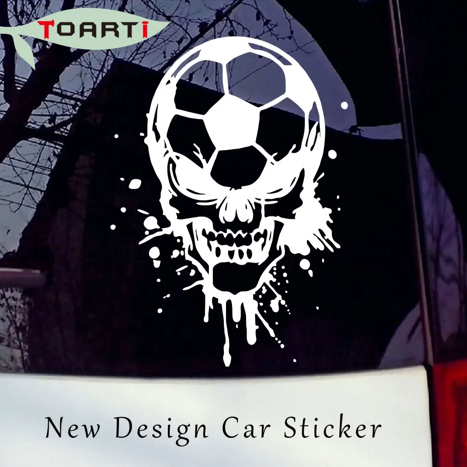 Виниловая наклейка на голову футбольного черепа для автомобиля спортивная игра