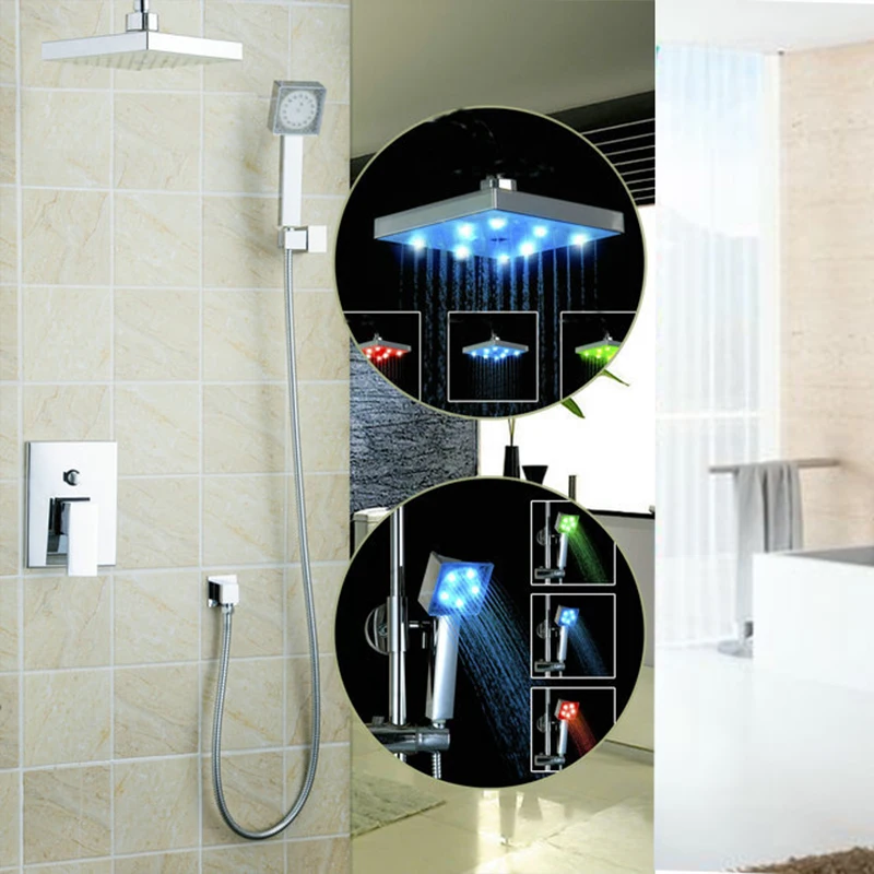 Душевые комплекты из закаленного стекла со светодиодный подсветкой Torneira 8 дюймов