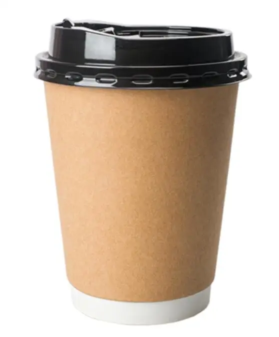 8 унций высокого класса двойная стенка теплоизоляция чашка горячего кофе очень хорошего качества бумажная чашка с крышкой 50 пакетиков - Цвет: With Lid