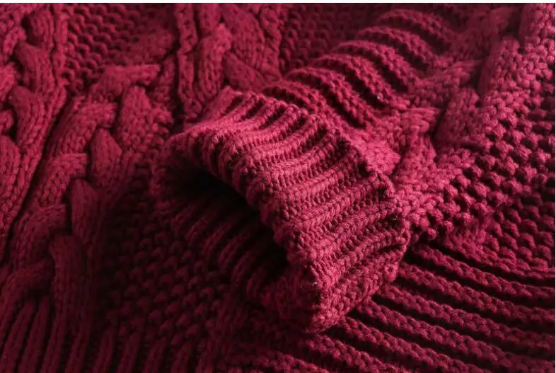 Vitnage Turtleneck Twist Striped Thick Sweater Retro New 2018 Woman Bat Sleeve Loose Knitted Pullover Knitwear Red Black | Женская