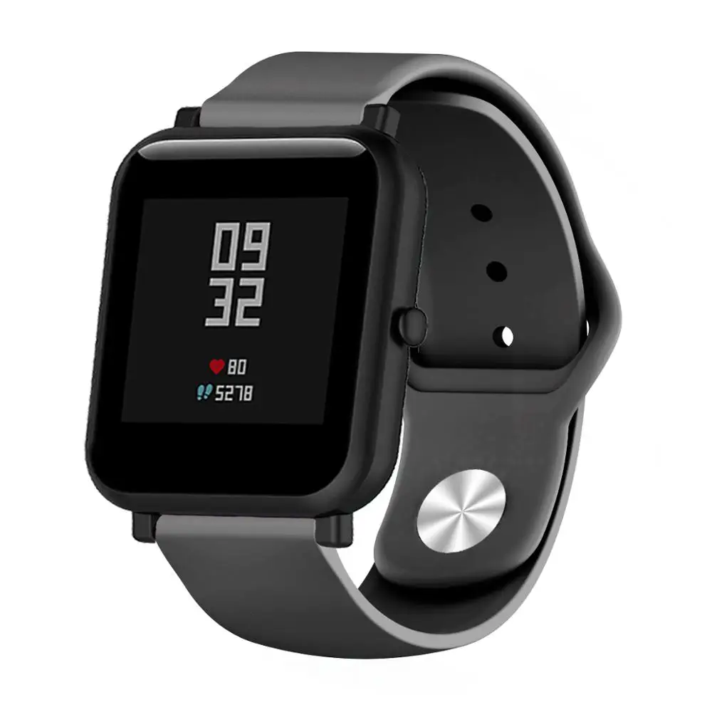 Black Универсальный силиконовый ремешок для часов для Xiaomi Huami Amazfit Bip BIT PACE Lite, Молодежный сменный спортивный браслет 20 мм, ремешок на запястье - Цвет ремешка: Black